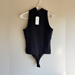 Body Contour High Compression Mock Neck Bodysuit, S, Black